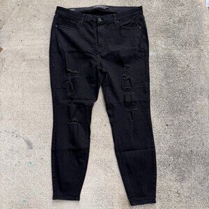 TORRID Jeans Womens 20 Regular Black Distressed Sky High Skinny Stretch Denim